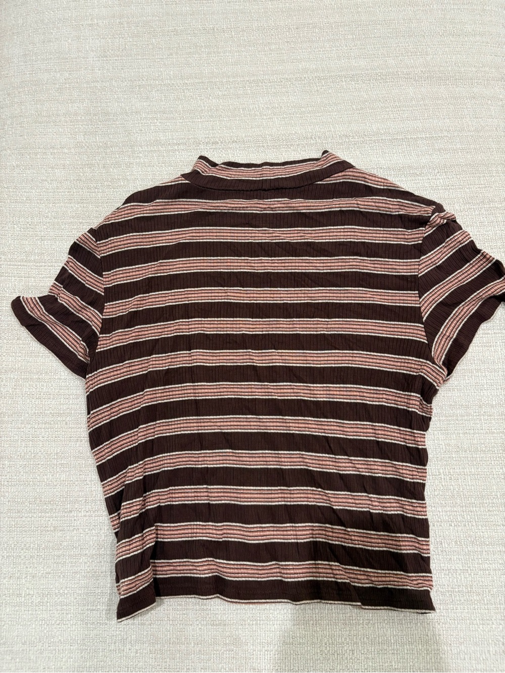 American Eagle Outfitters Brown & Pink Striped Ribbed Crop Top - Picture 3 of 4